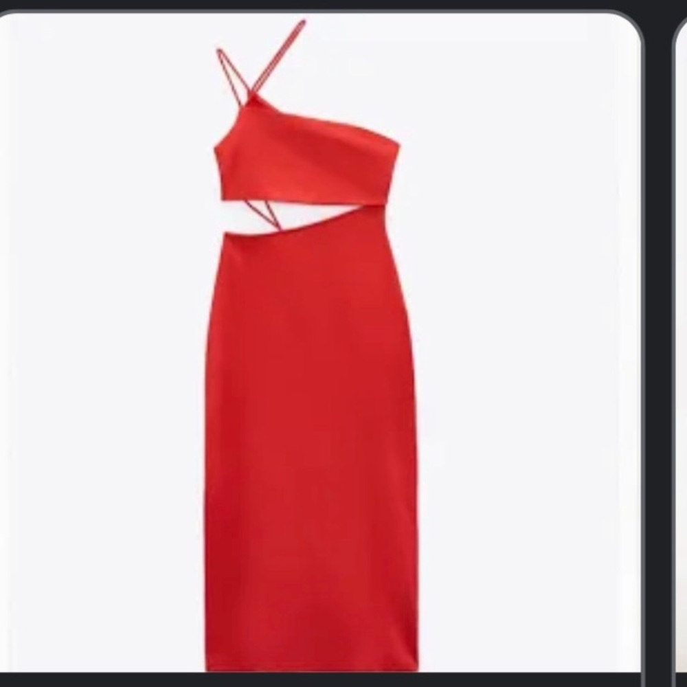 Zara red cut out one shoulder dress size s